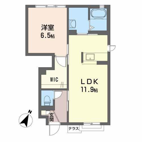シャーメゾンサンアート(1LDK/1階)の間取り写真