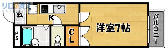 エスポワール大桐(1K/1階)の間取り写真