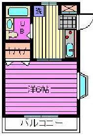 サンシャインⅠ(1K/2階)の間取り写真