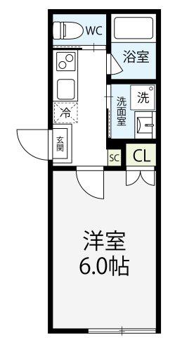 エヌセーラ(1K/1階)の間取り写真