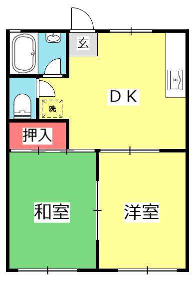 ファミールハムラ(2DK/1階)の間取り写真