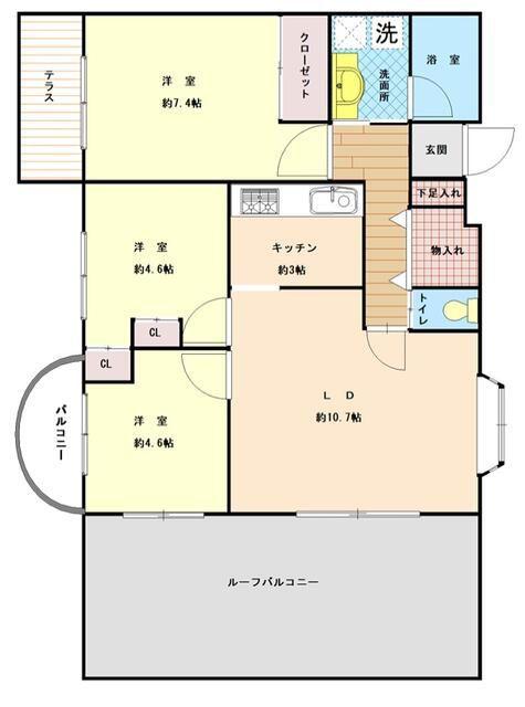リズ東玉川学園(3LDK/3階)の間取り写真
