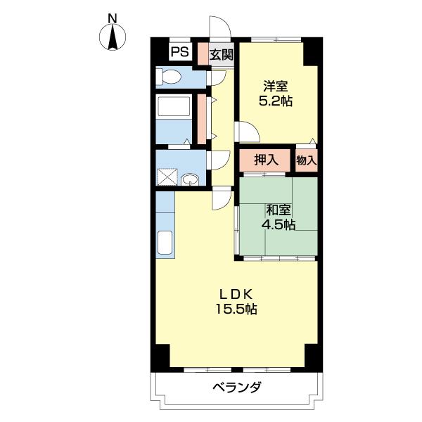 ラフィーネ黒田(2LDK/7階)の間取り写真