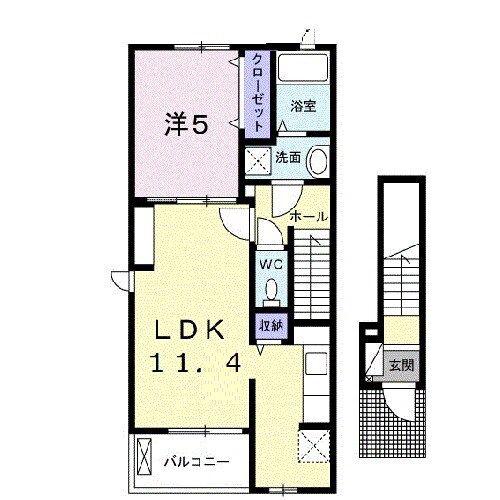 ヴァンベールI(1LDK/2階)の間取り写真