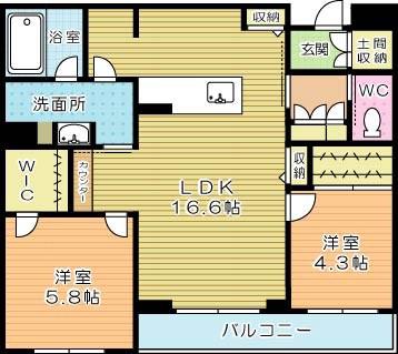 シャーメゾンステージ青葉(2LDK/3階)の間取り写真