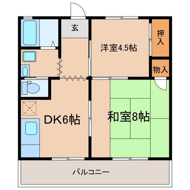 ハウスグラストン2(2DK/2階)の間取り写真