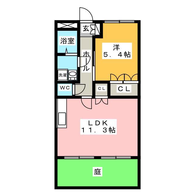 ディアコート B(1LDK/1階)の間取り写真