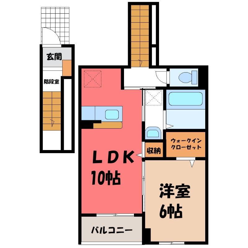 ウィステリア(1LDK/2階)の間取り写真