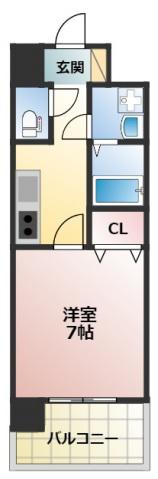 フォレストガーデン今福鶴見IV(1K/9階)の間取り写真