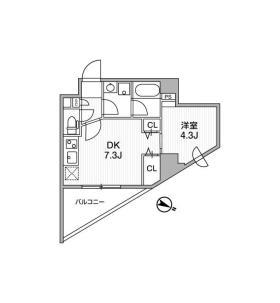 GRANDUO下北沢12(1DK/2階)の間取り写真