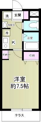 鳩ヶ谷ハウス(1K/1階)の間取り写真