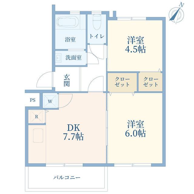 東急市が尾ドエリングD棟(2DK/3階)の間取り写真