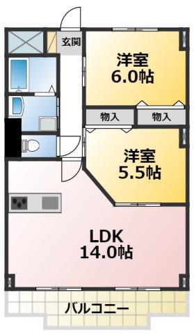 アヴァンセ・M(2LDK/1階)の間取り写真