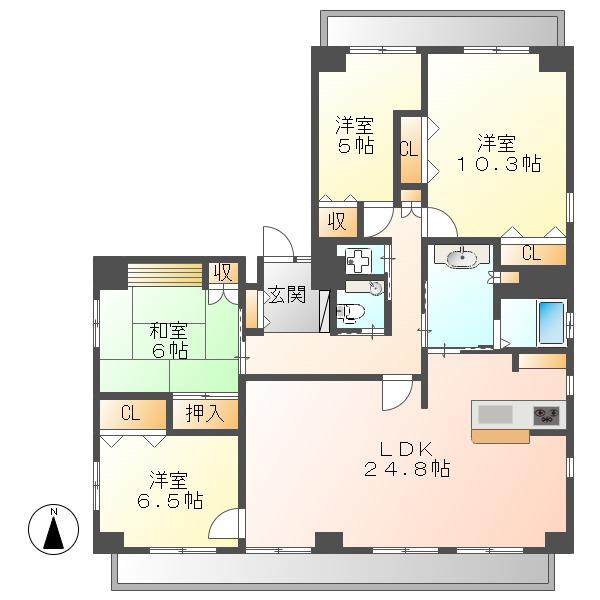 万宝マンション(4LDK/8階)の間取り写真