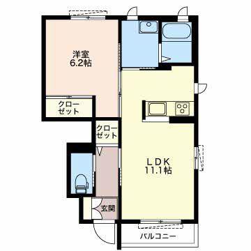 アネモス(1LDK/1階)の間取り写真