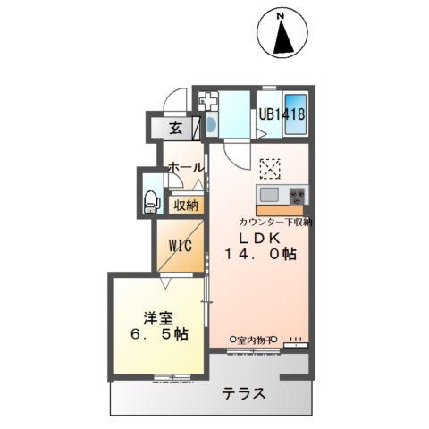 エルバージュ若林(1LDK/1階)の間取り写真