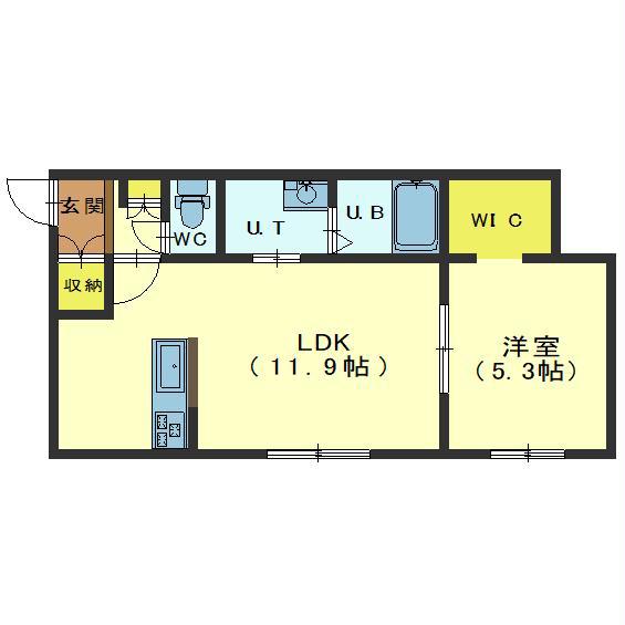 深堀町アパート(1LDK/1階)の間取り写真