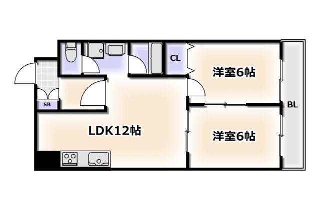 ビジタル恵美須7(2LDK/4階)の間取り写真