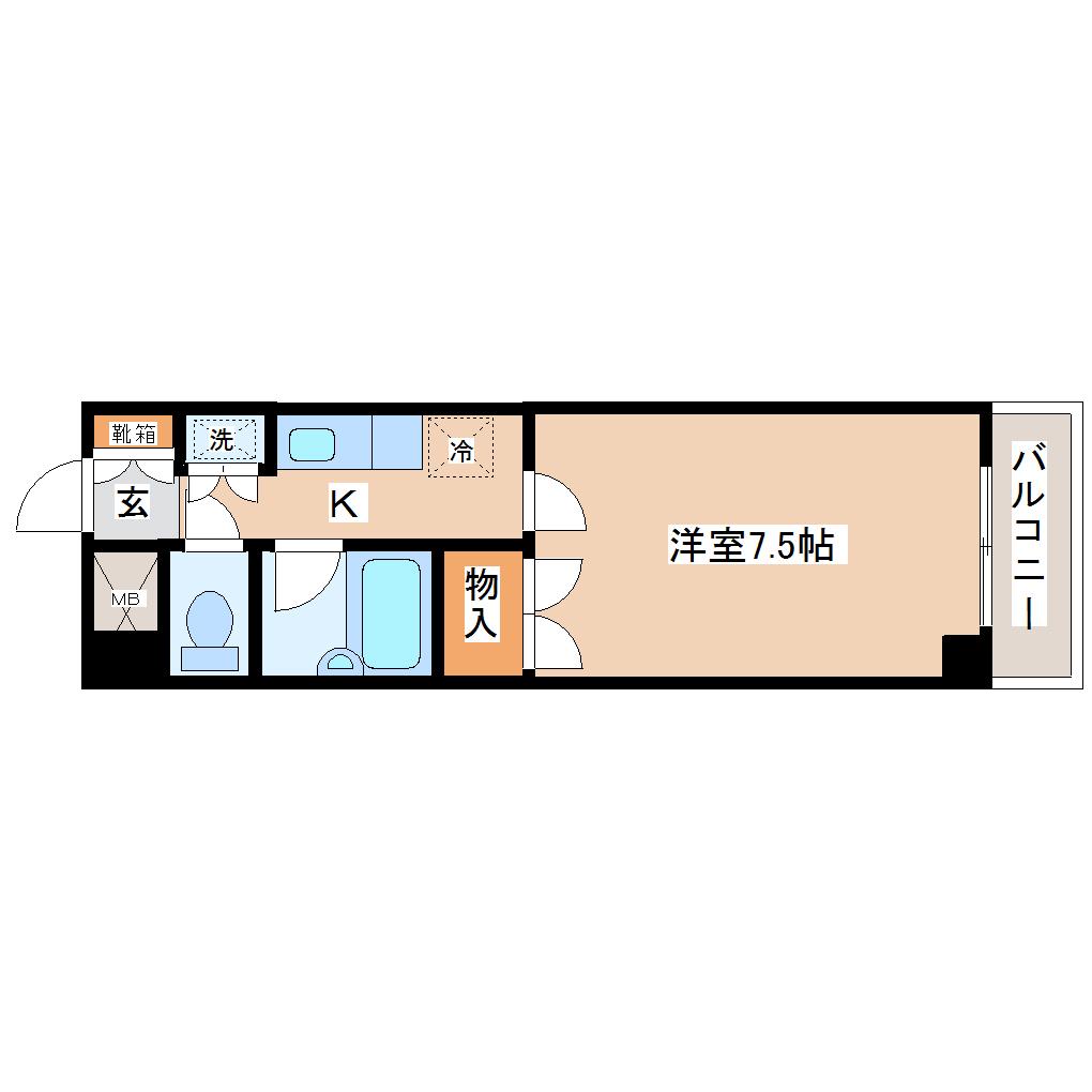 ロイヤルヒルズ泉崎II(1K/2階)の間取り写真