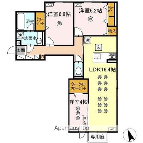 トリシア寺塚(3LDK/1階)の間取り写真