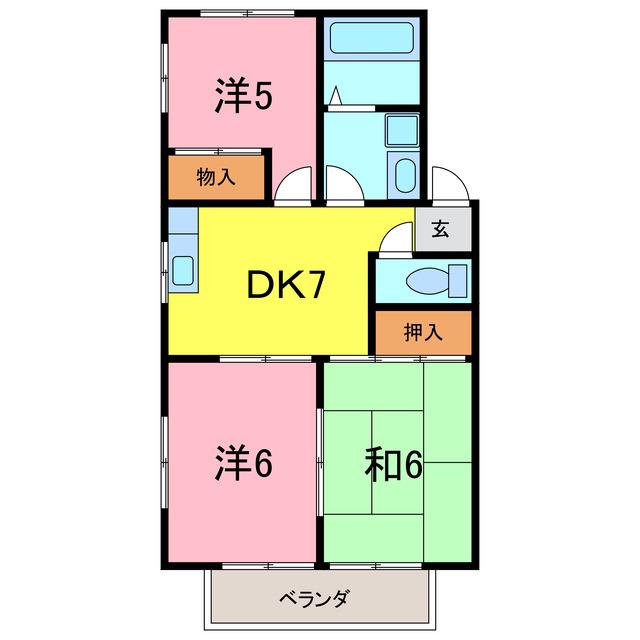 クレストコート笹山(3DK/1階)の間取り写真