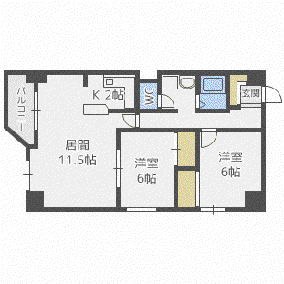 ホーマット東札幌(2LDK/7階)の間取り写真