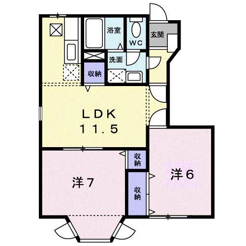 ラコート・フジB(2LDK/1階)の間取り写真