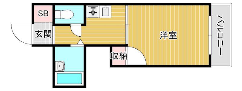 ライブ今里(1K/3階)の間取り写真