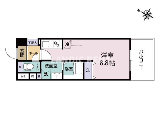 ARISTA箱崎(ワンルーム/2階)の間取り写真