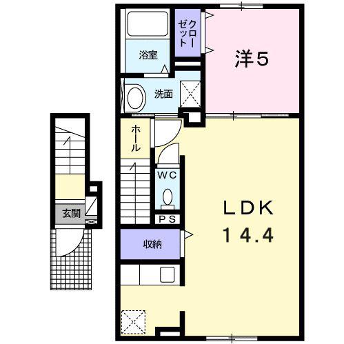 スパライ銀世 VI(1LDK/2階)の間取り写真
