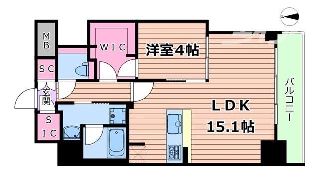 アーバネックス谷町四丁目(1LDK/5階)の間取り写真