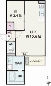 JACK KITAUCHII(1LDK/2階)の間取り写真