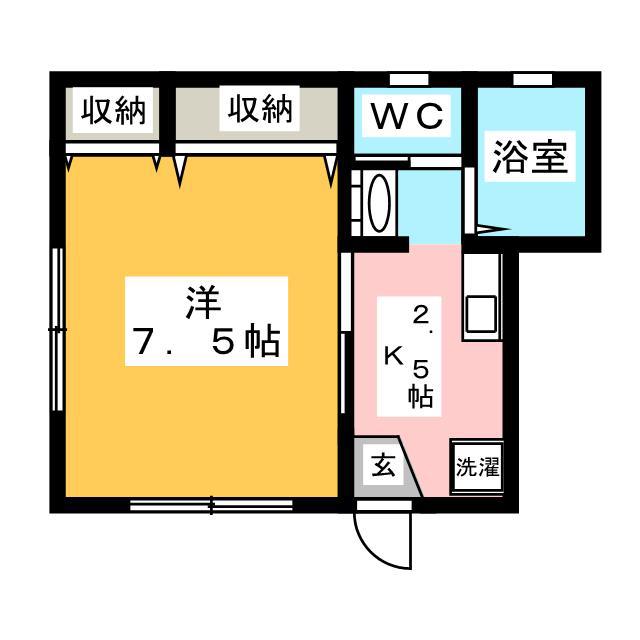 ファーストヴィラ藤沢(1K/1階)の間取り写真