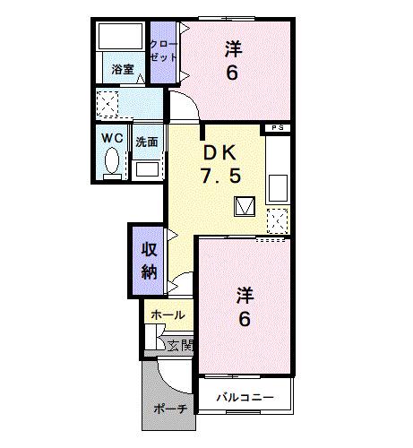 キャトルセゾンB(2DK/1階)の間取り写真