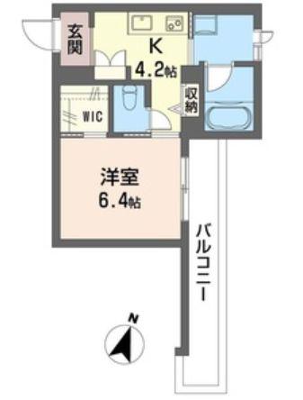 ラ・ポーズ(1K/2階)の間取り写真