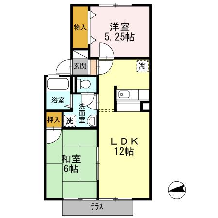 コートダジュールTIIA棟(2LDK/1階)の間取り写真