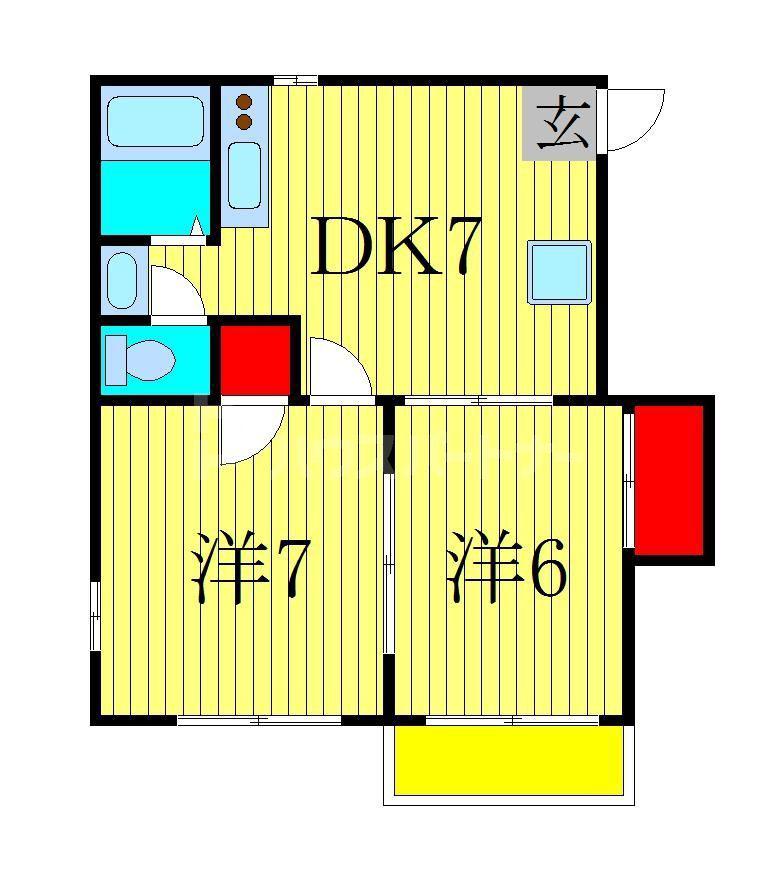 バーディハイツII(2DK/2階)の間取り写真
