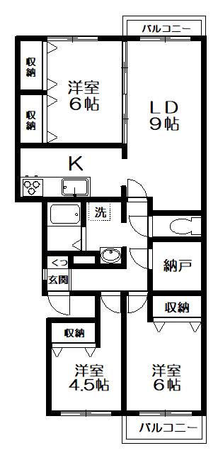 レジデンス森田(3LDK/3階)の間取り写真
