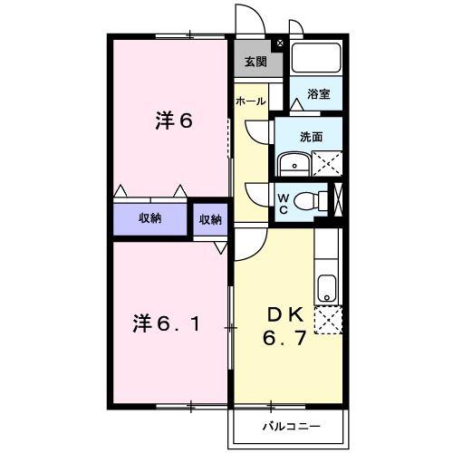 ニューシティSII(2DK/2階)の間取り写真