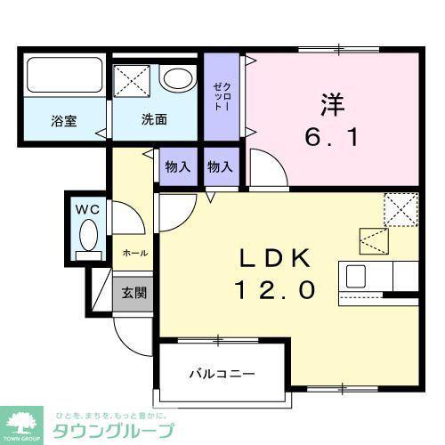久米川町4丁目アパート(1LDK/1階)の間取り写真