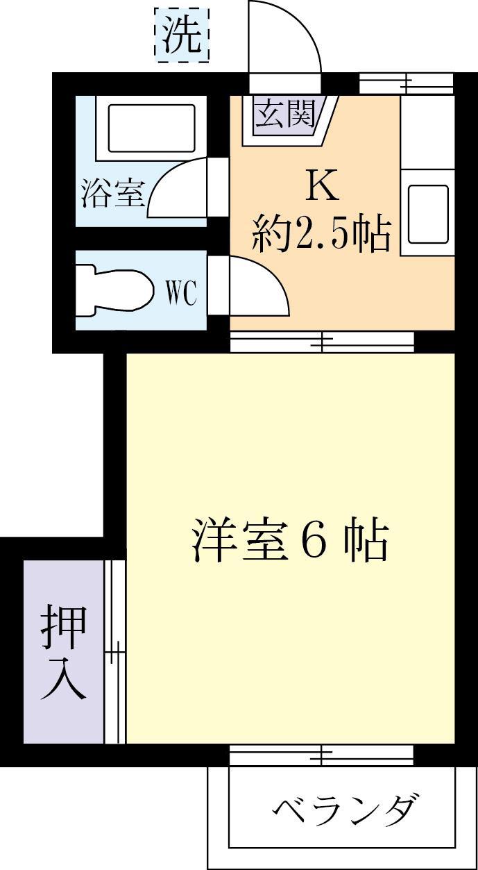 プライム(1K/1階)の間取り写真