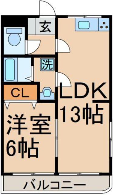 クレセント勝時(1LDK/2階)の間取り写真