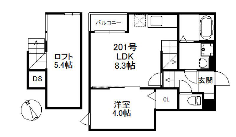 パサージュ箱崎(1LDK/2階)の間取り写真