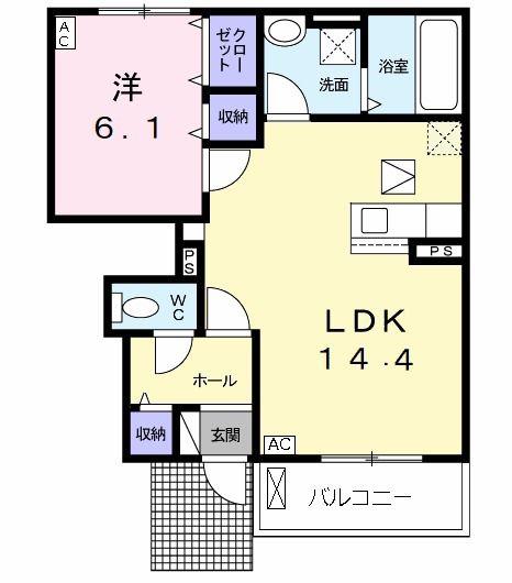 アンジュ(1LDK/1階)の間取り写真