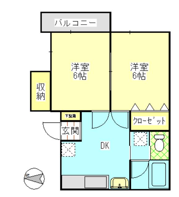 ハイツソレイユ(2DK/1階)の間取り写真