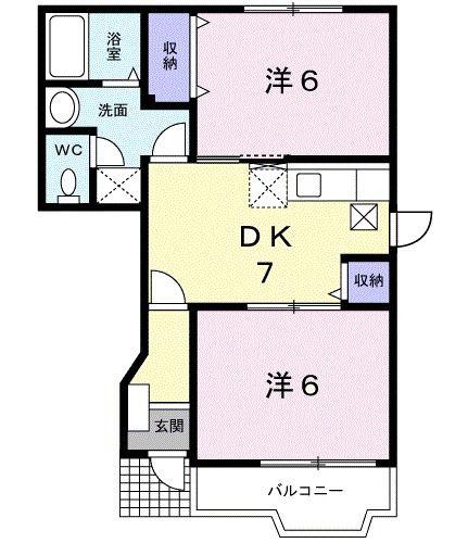 パンシオンIK(2DK/1階)の間取り写真