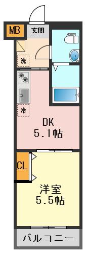 ミライズ柴又レジデンス(1DK/3階)の間取り写真