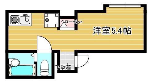 AVENIR町屋(ワンルーム/1階)の間取り写真