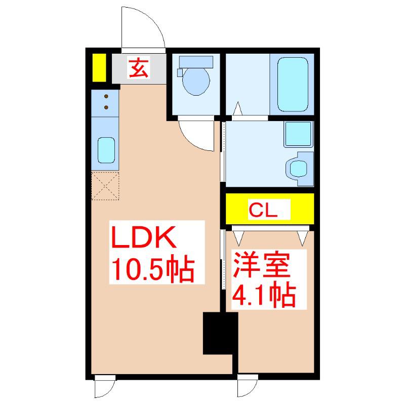 角玉会館 本館(1LDK/4階)の間取り写真