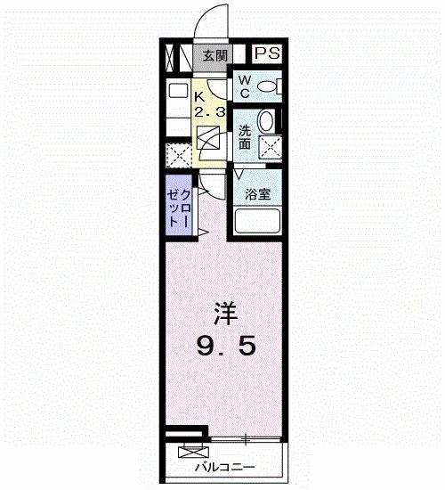 ショコラたるさか B(1K/1階)の間取り写真